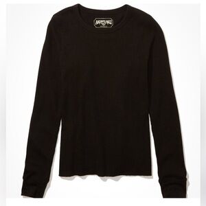 AE Long Sleeve Waffle Layering Tee Black Small